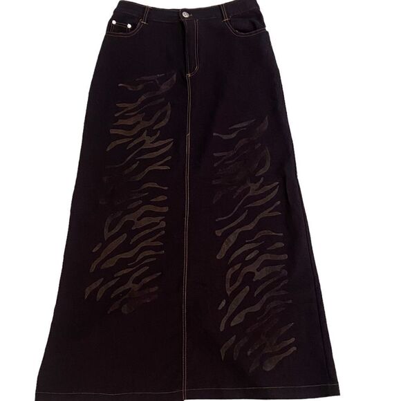 Medane Fashion stretch denim long pencil skirt flocked front design size 26 - Picture 1 of 11